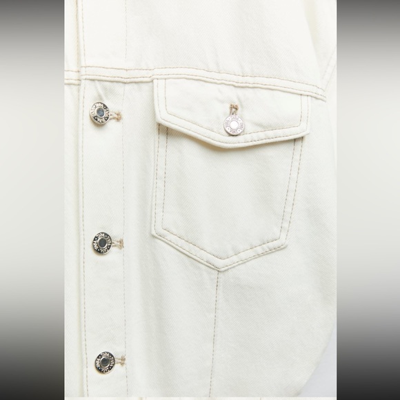 LONG DENIM JUMPSUIT - OYSTER WHITE - Picture 10 of 10